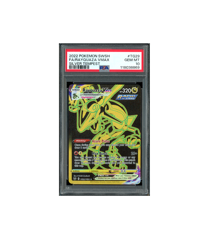 Pokemon Rayquaza VMAX Silver Tempest Full Art #TG29 PSA 10