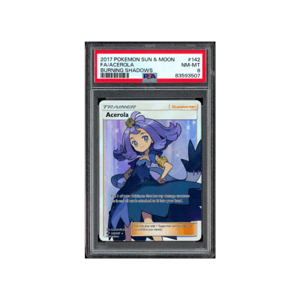 Pokemon Acerola Burning Shadows SR Full Art #142 PSA 8