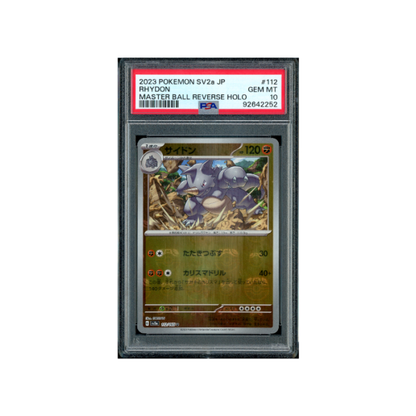 Pokemon 151 Rhydon sv2a Master Ball Reverse Holo #112 PSA 10