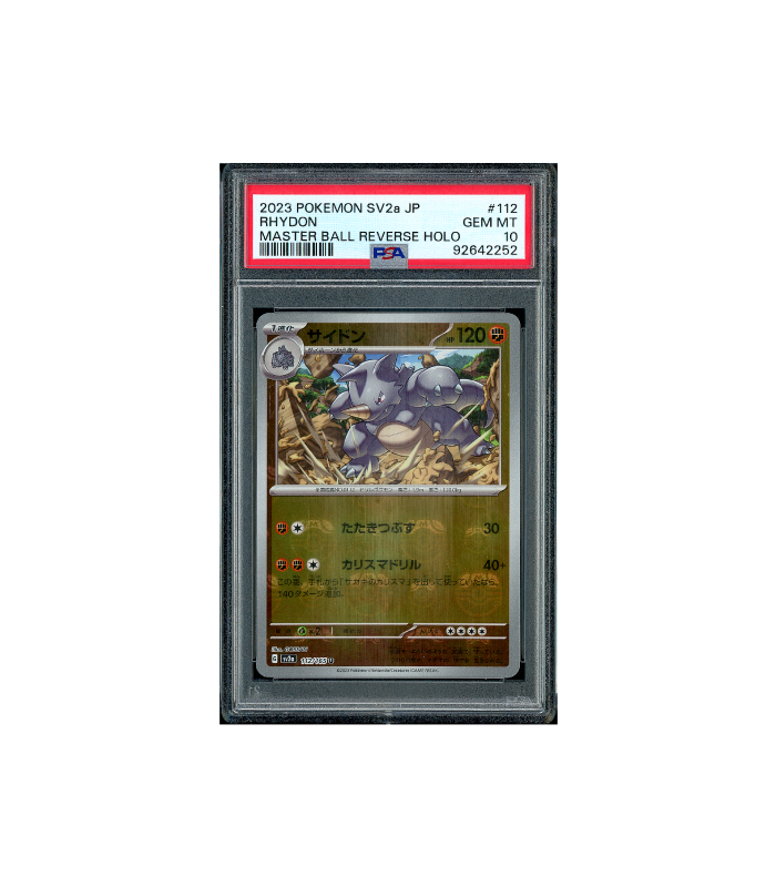 Pokemon 151 Rhydon sv2a Master Ball Reverse Holo #112 PSA 10