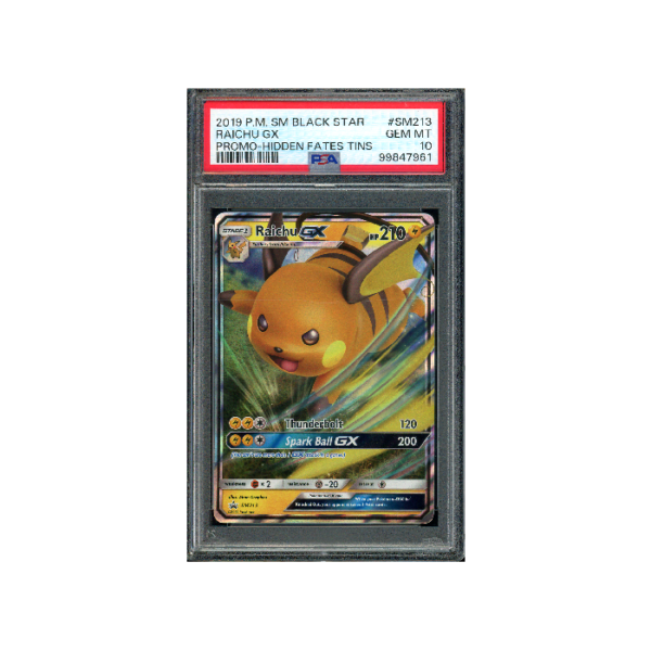 Pokemon Raichu GX Hidden Fates Tin Promo #SM213 PSA 10