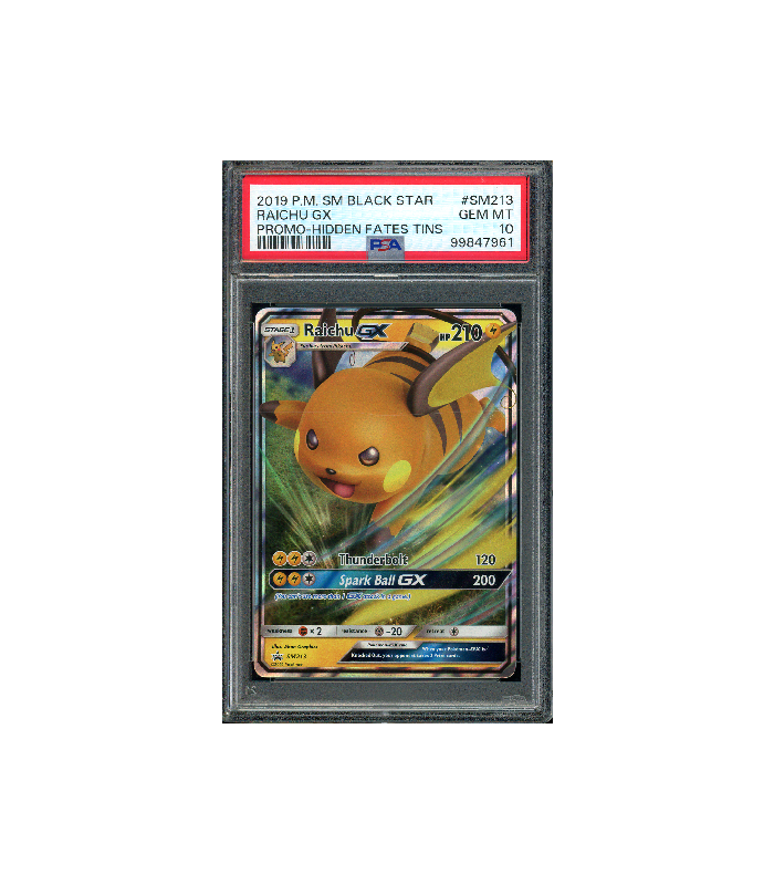 Pokemon Raichu GX Hidden Fates Tin Promo #SM213 PSA 10