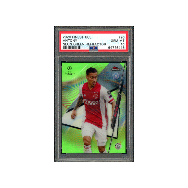 Topps Finest UCL 2020 Antony Neon Green Refractor #90 PSA 10