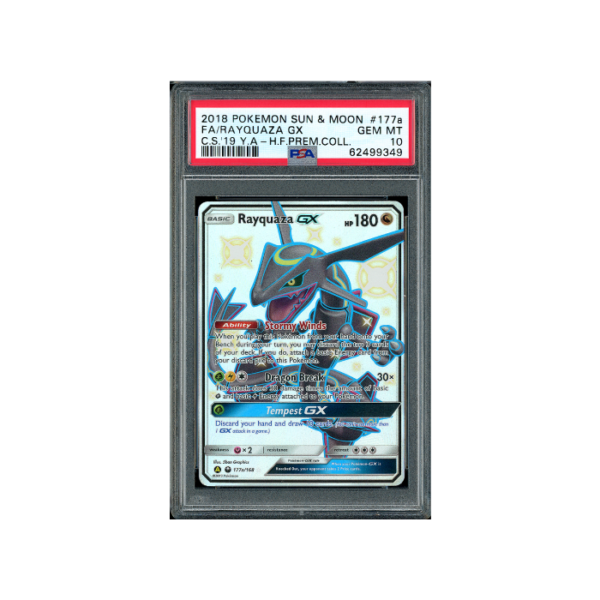 Pokemon Rayquaza GX Celestial Storm Full Art #177a PSA 10