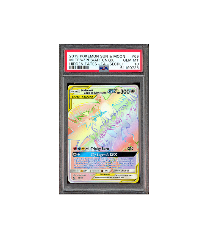 Pokemon Moltres Zapdos Articuno GX Hidden Fates #69 PSA 10