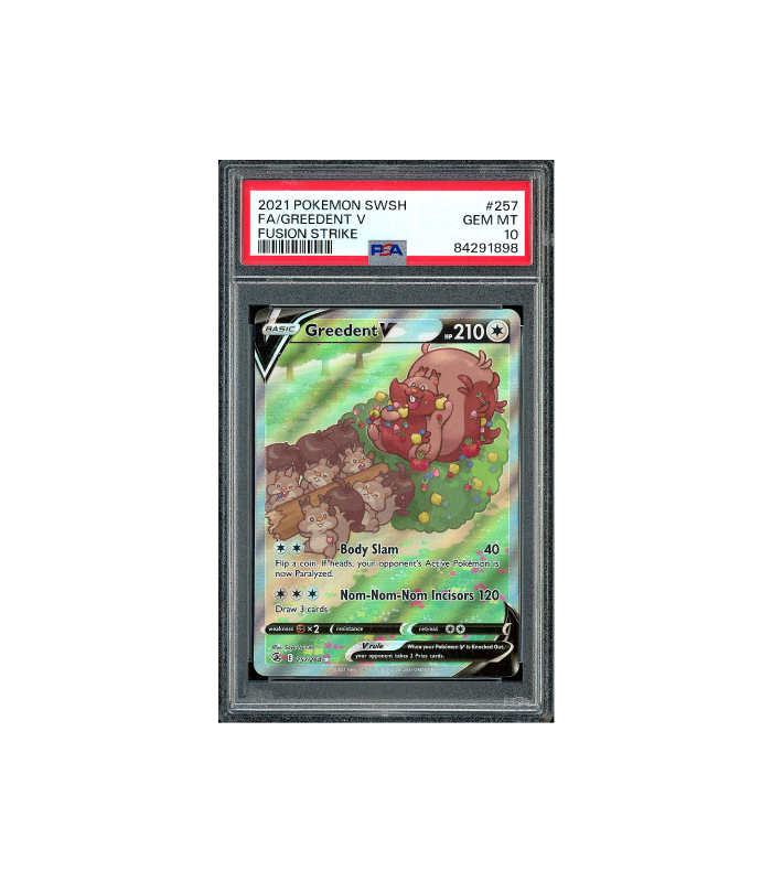 Pokemon Greedent V Fusion Strike Alt Full Art #257 PSA 10