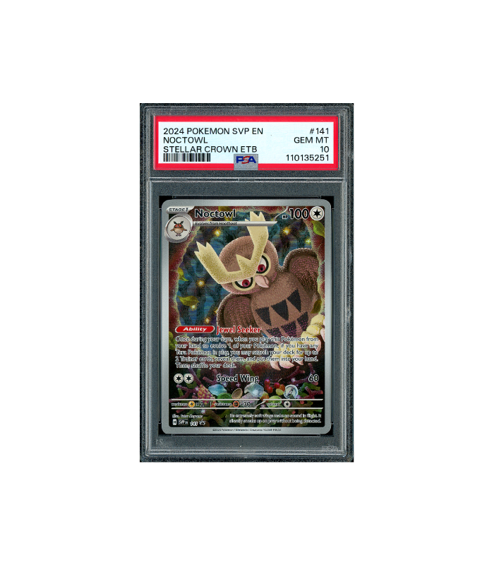 Pokemon Noctowl Stellar Crown ETB AR Full Art #141 PSA 10