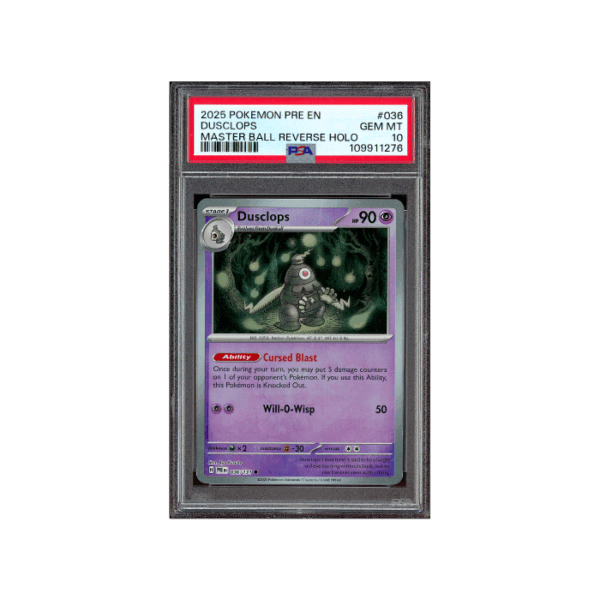 Pokemon Dusclops Master Ball Prismatic Evolutions #036 PSA 10