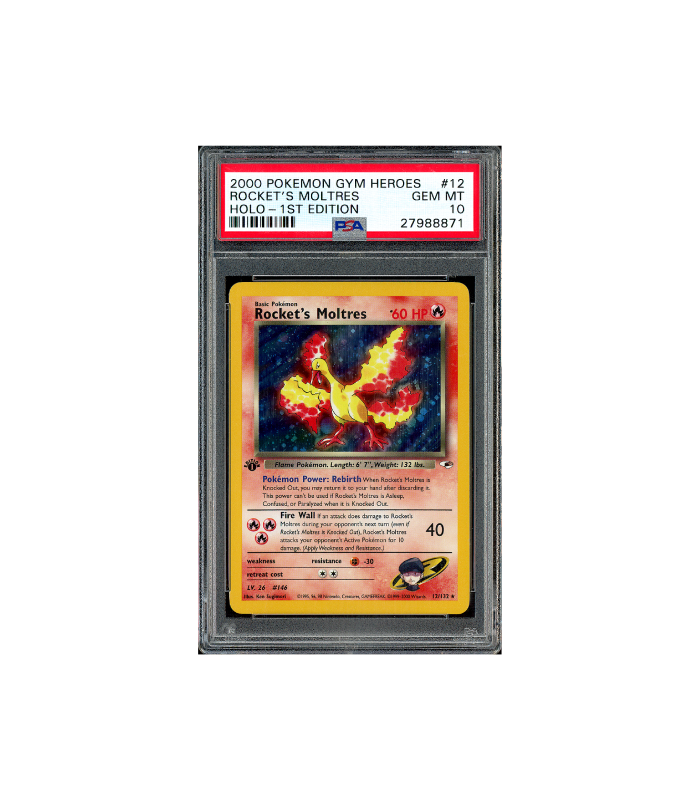 Pokemon Rocket's Moltres Holo 1st Ed Gym Heroes #12 PSA 10