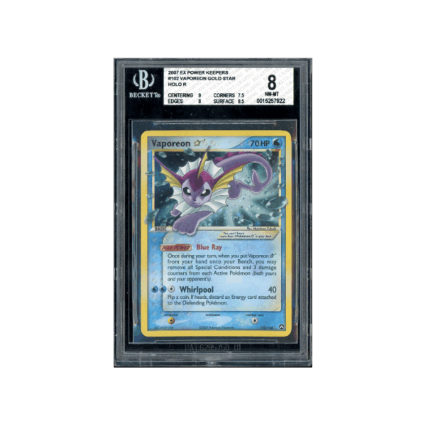 Pokemon Vaporeon Gold Star EX Power Keepers #102 BGS 8