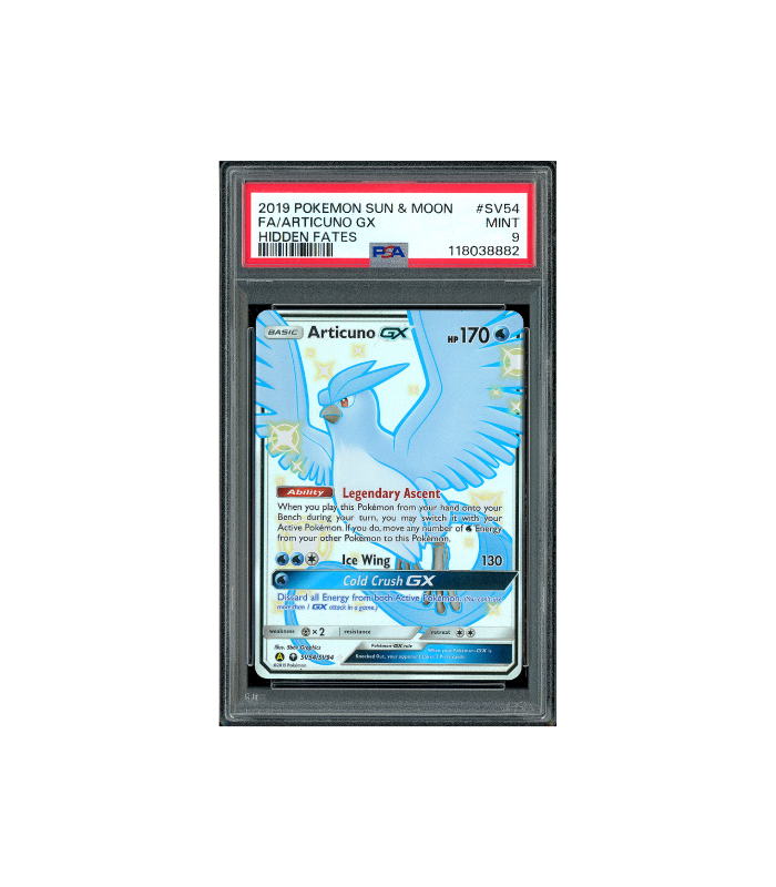 Pokemon Articuno GX Hidden Fates Shiny Full Art #SV54 PSA 9
