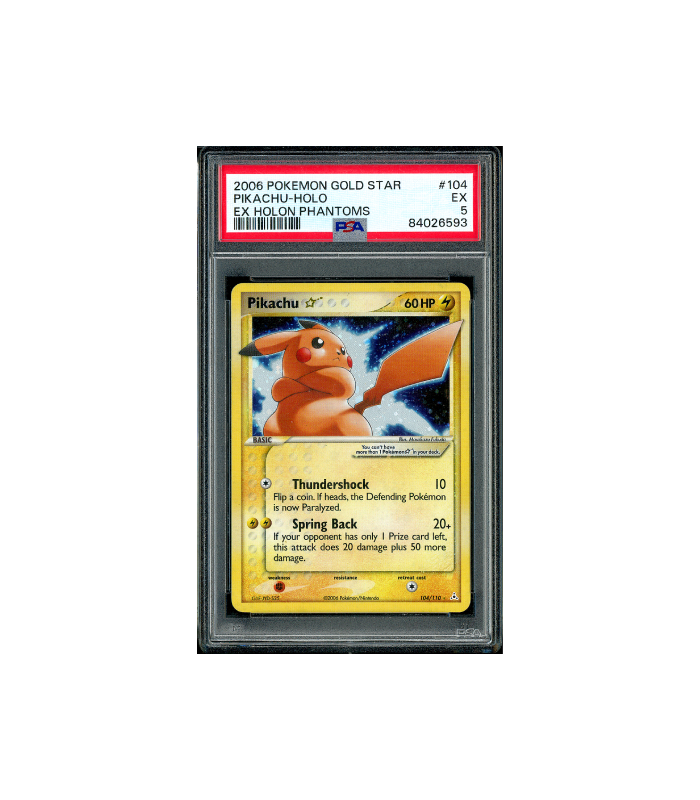 Pokemon Pikachu Gold Star EX Holon Phantoms #104 PSA 5