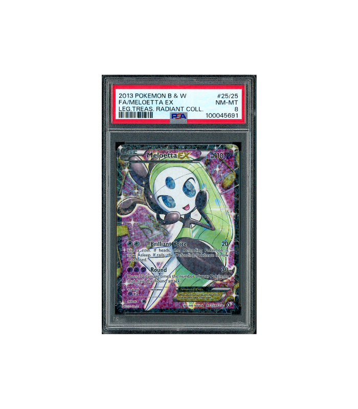 Algemeen: Een aankoop bij ons betekent gegarandeerd een eerlijke prijs (Wij proberen overal de goedkoopste mee te zijn) met een snelle / goede service. Uw pakket wordt vrijwel altijd de volgende dag gepost (met uitzondering van Zater- en feestdagen) en indien vroeg besteld vaak dezelfde dag nog. LET OP! Op Zondagen verzenden wij niet, aangezien PostNL dan niet werkt. Ruilen: Ruilen is mogelijk via de post of op locatie, stuur ons gerust een berichtje met uw aanbod (Wij rekenen over het algemeen 80%). Ophalen: Ophaling is mogelijk in Rotterdam. LET OP! Dit is alleen op afspraak en vanaf een bedrag van min. €250,-! Reserveren: Producten kunnen gereserveerd worden door een aanbetaling van 50% te doen. Zodra het betaalverzoek betaald is word het product apart gezet voor maximaal 2 weken. Pokemon Meloetta EX Legendary Treasures Full Art #RC25 PSA 8