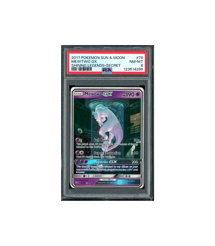 Pokemon Mewtwo GX Shining Legends SR Full Art #78 PSA 8