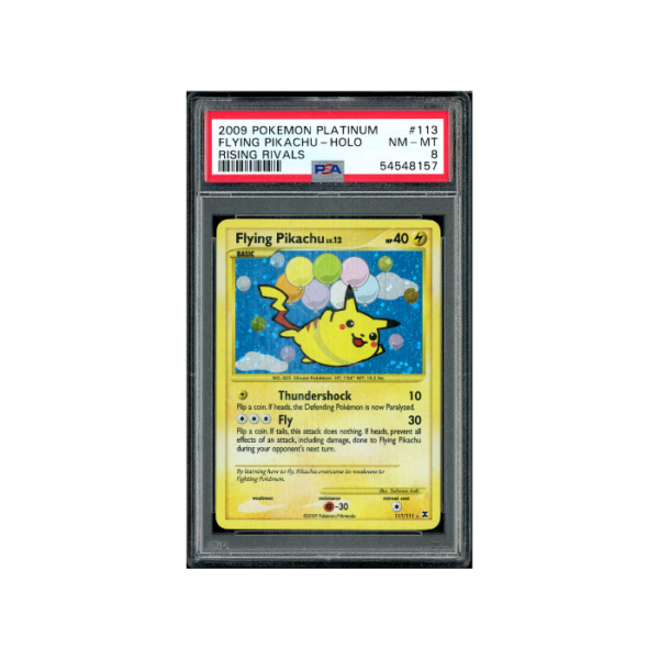 Pokemon Flying Pikachu Bleed & Big Swirl Rising Rivals 113 PSA 8