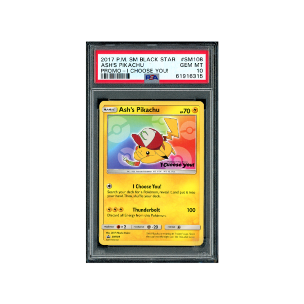 Pokemon Ash's Pikachu Promo I Choose You! #SM108 PSA 10