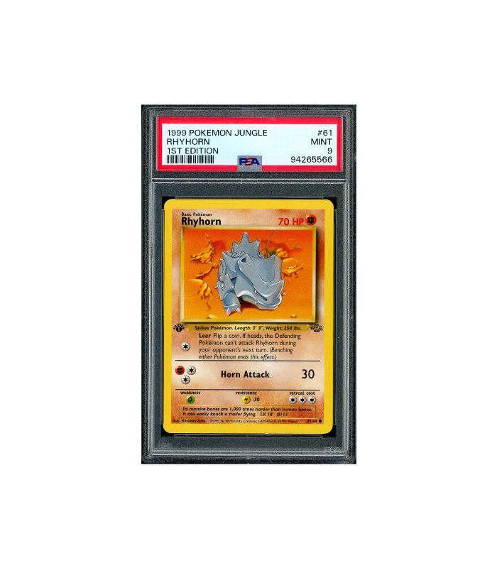 Pokemon Rhyhorn 1st Edition WOTC 1999 Jungle #61 PSA 9 Pokemon Rhyhorn 1st Edition WOTC 1999 Jungle #61 PSA 9