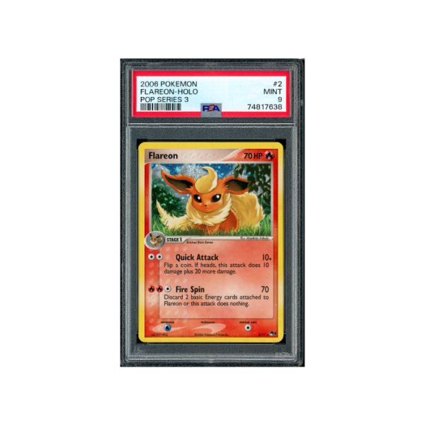 Pokemon Flareon POP Series 3 2006 Big Holo Swirl #2 PSA 9