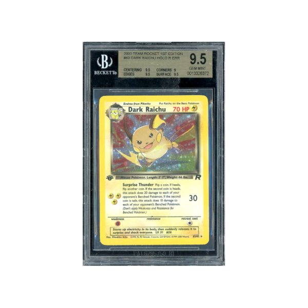 Pokemon Dark Raichu Holo Team Rocket #83 BGS 9.5 - Big Swirl