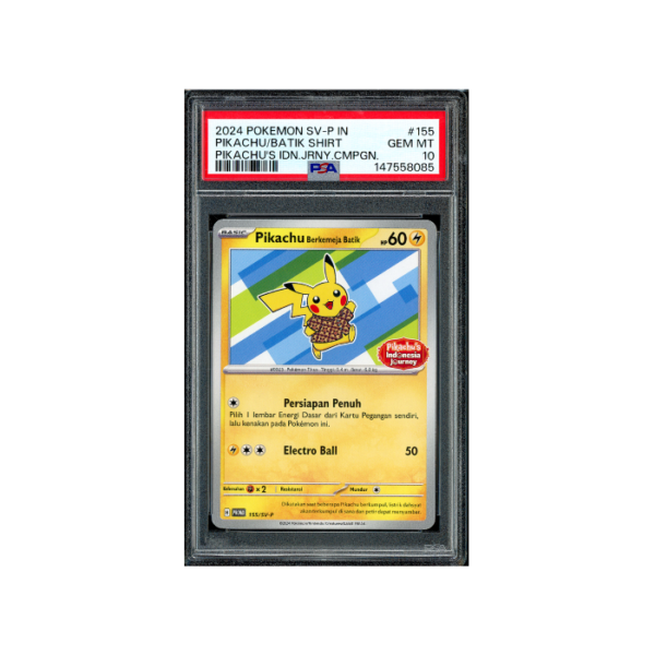 Pokemon Pikachu Berkemeja Batik Indonesia Journey 155 PSA 10