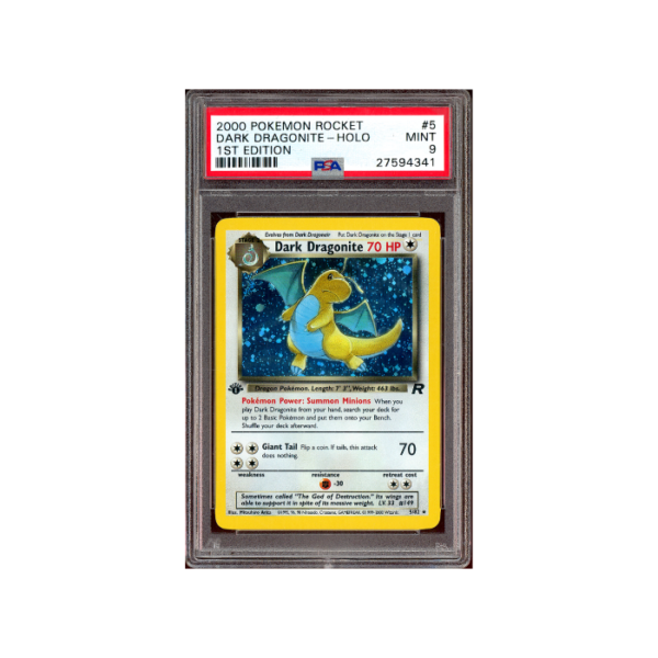 Pokemon Dark Dragonite 2000 1st Ed Team Rocket #5 PSA 9 Swirl