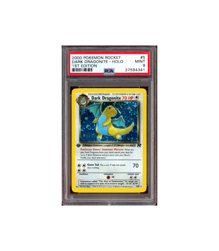Pokemon Dark Dragonite 2000 1st Ed Team Rocket #5 PSA 9 Swirl