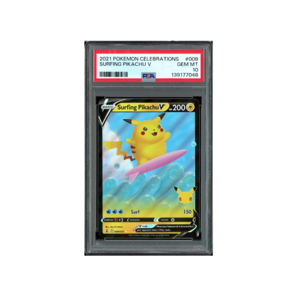 Pokemon Surfing Pikachu V Celebrations 2021 #008 PSA 10