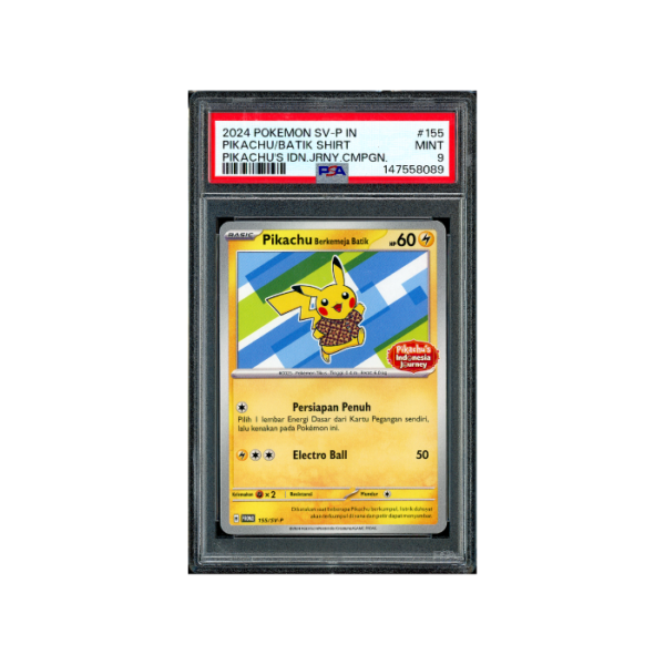 Pokemon Pikachu Berkemeja Batik Indonesia Journey #155 PSA 9