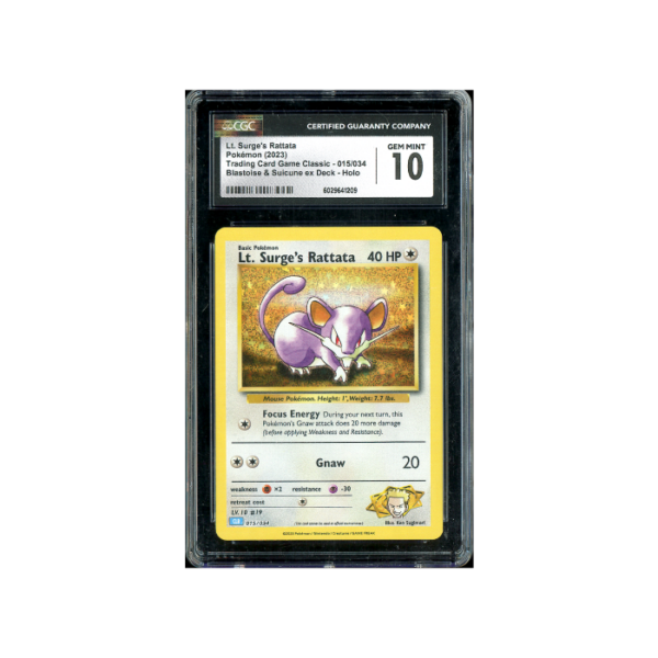 Pokemon Lt. Surge's Rattata Classic Collection CLB #015 CGC 10