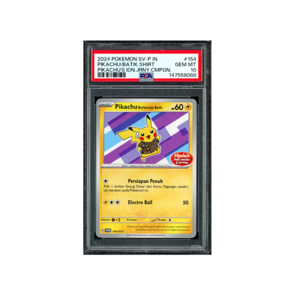 Pokemon Pikachu Berkemeja Batik Indonesia Journey #154 PSA 10