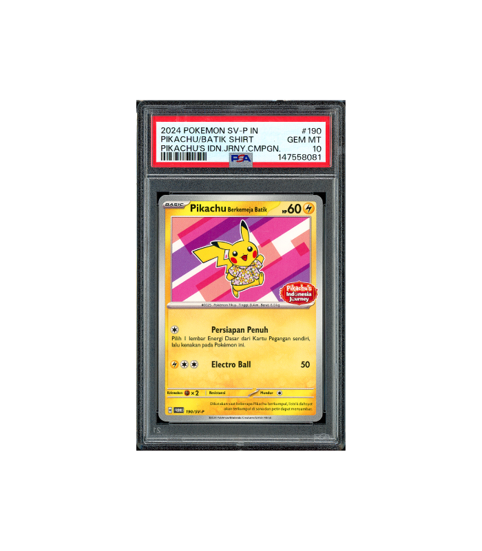 Pokemon Pikachu Berkemeja Batik Indonesia Journey 190 PSA 10 Pokemon Pikachu Berkemeja Batik Indonesia Journey 190 PSA 10