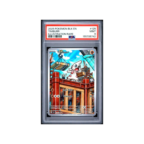 Pokemon Timburr Black Bolt 2025 AR Full Art #125 PSA 9
