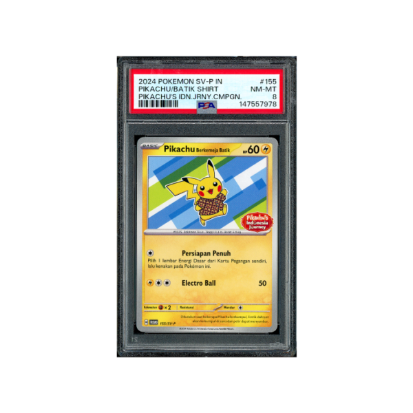 Pokemon Pikachu Berkemeja Batik Indonesia Journey #155 PSA 8
