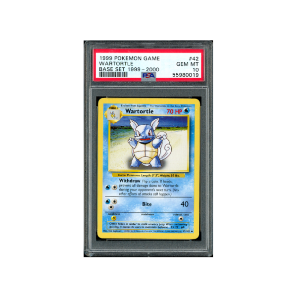 Pokemon Wartortle Base Set 4th Print #42 PSA 10 - Case Damage