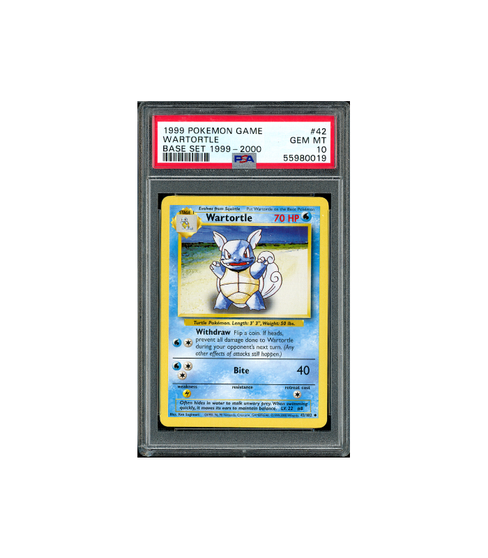 Pokemon Wartortle Base Set 4th Print #42 PSA 10 - Case Damage