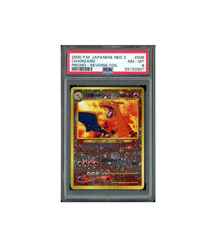 Pokemon Charizard Rev Holo Neo File #006 PSA 8 - Double Swirl