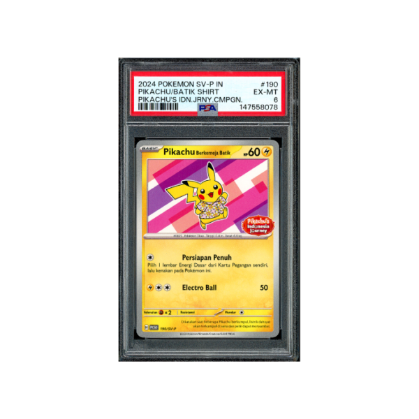 Pokemon Pikachu Berkemeja Batik Indonesia Journey #190 PSA 6